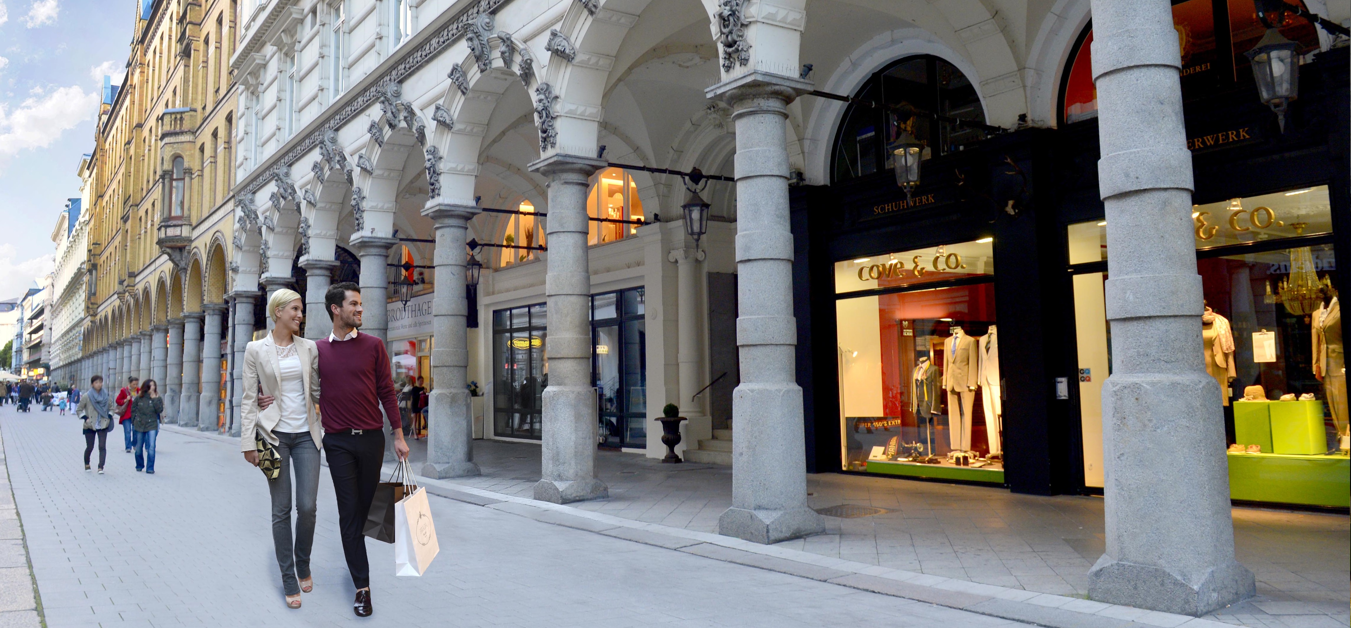 Shopping entlang der Colonnaden